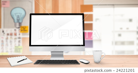 Composite image of light bulb charts attached on wooden wall 24221201