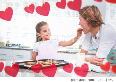 Composite image of hearts hanging on a line Composite image of hearts hanging on a line 24221269
