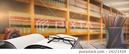 Composite image of school supplies on desk Composite image of school supplies on desk 24221439