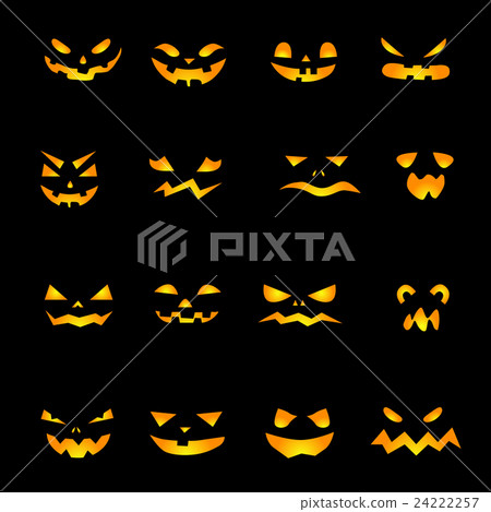 Halloween set with pumpkins scary faces. 24222257