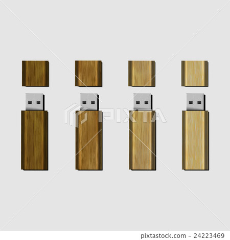Vector wood USB flash drive Vector wood USB flash drive 24223469