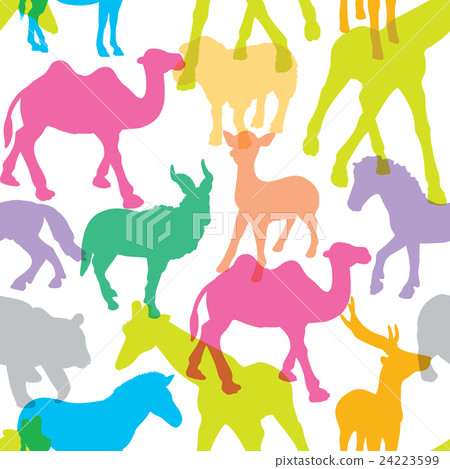 Colorful of silhouette animals. 24223599