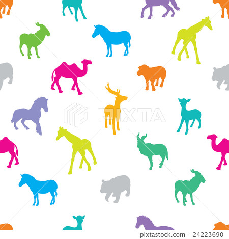 Seamless pattern of silhouette animals, Seamless pattern of silhouette animals, 24223690