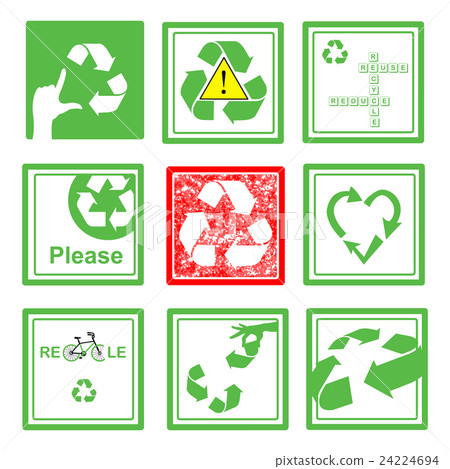 Red Recycle Rag Sign Set of green and red recycle sign symbol - Stock Illustration [24224694 ...