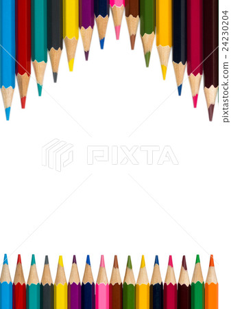 vertical frame with colorful pencils on white vertical frame with colorful pencils on white 24230204