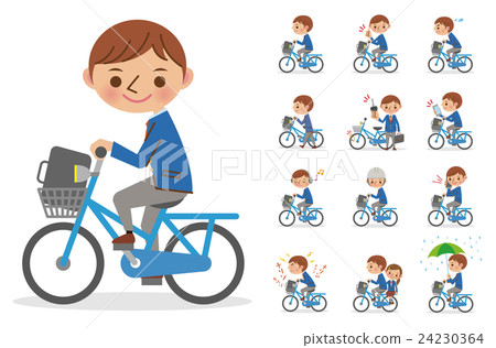 Boys riding a bicycle (set) 24230364