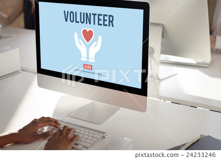 Volunteer Helping Hands Heart Icon Concept. Volunteer Helping Hands Heart Icon Concept. 24233246