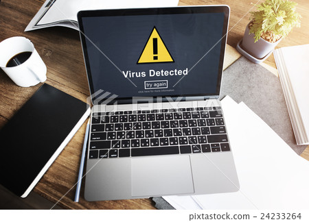 Virus Detected Alert Hacking Piracy Risk Shield Concept 24233264