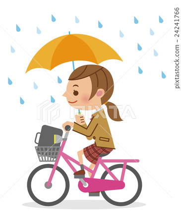 riding bike with umbrella