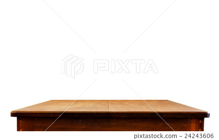 Empty dark wood table top isolate on white  24243606
