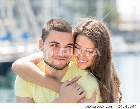 Couple sitting on berth Couple sitting on berth 24246594