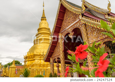 Wat Phra That Hariphunchai temple in Thailand. Wat Phra That Hariphunchai temple in Thailand. 24247524