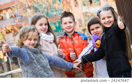 Outdoor portrait of junior school kids . Outdoor portrait of junior school kids . 24247647