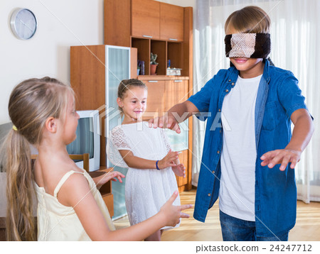 children playing at Blind man bluff indoors 24247712