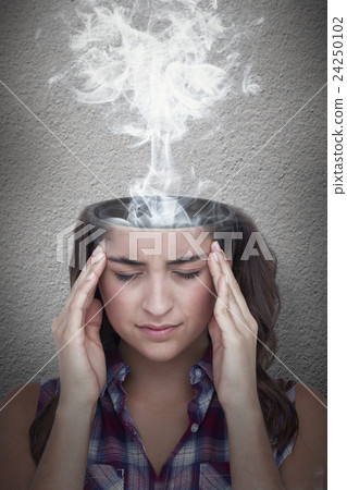 Composite image of upset woman suffering from headache Composite image of upset woman suffering from headache 24250102