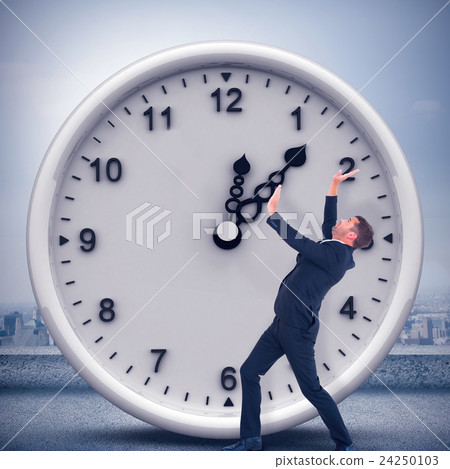 Composite image of businessman bending and pushing Composite image of businessman bending and pushing 24250103