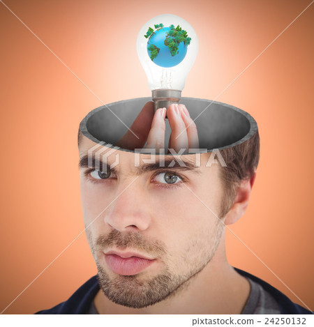 Composite image of hand holding environmental light bulb Composite image of hand holding environmental light bulb 24250132