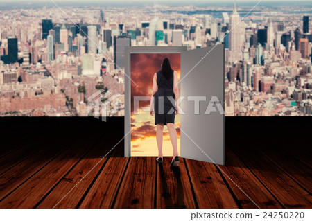Composite image of asian businesswoman walking 24250220