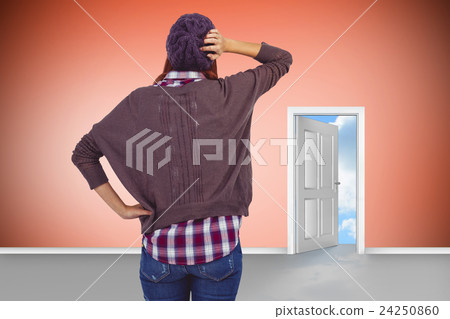 Composite image of rear view of a hipster woman Composite image of rear view of a hipster woman 24250860