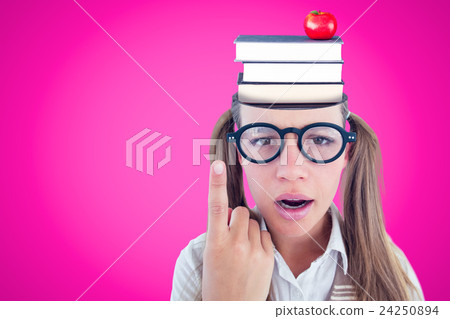 Composite image of female geeky hipster looking confused Composite image of female geeky hipster looking confused 24250894