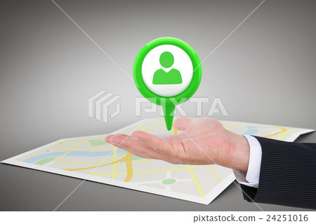 Composite image of businessman with wrist watch and hands out 24251016