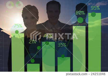 Composite image of businessman in a row with his business team Composite image of businessman in a row with his business team 24251046