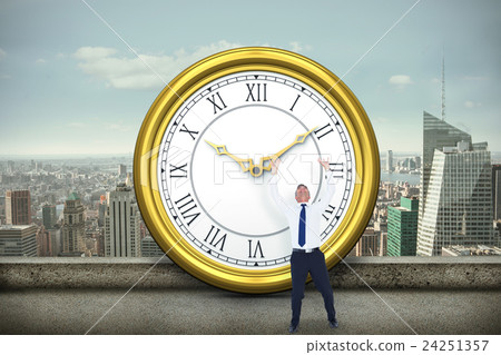 Composite image of businessman with hands raised on white background Composite image of businessman with hands raised on white background 24251357