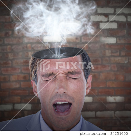 Composite image of stressed businessman getting a headache Composite image of stressed businessman getting a headache 24251690