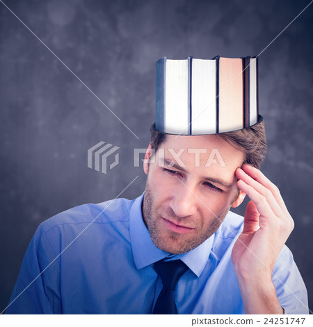 Composite image of stressed businessman holding his head Composite image of stressed businessman holding his head 24251747