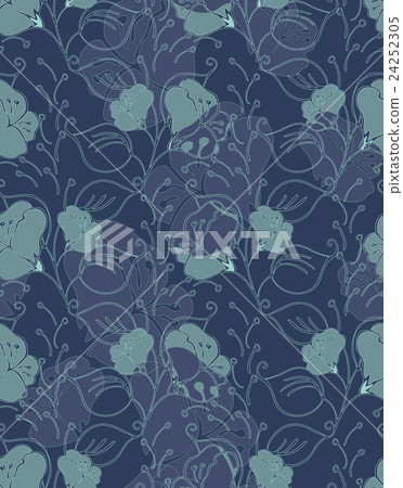 Fabric design flower blue and green Fabric design flower blue and green 24252305