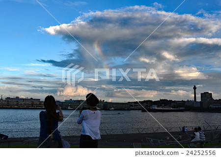 Rainbow and Yokohama marine tower and Izumo cloud Rainbow and Yokohama marine tower and Izumo cloud 24252556
