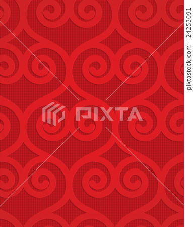Red swirly hearts on checkered background 24253091