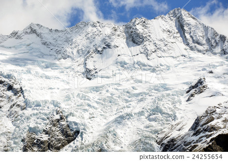 Snow covered mountain peaks 24255654