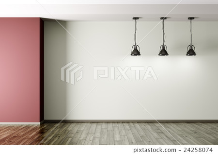 Three black metal lamps in empty room 3d rendering Three black metal lamps in empty room 3d rendering 24258074