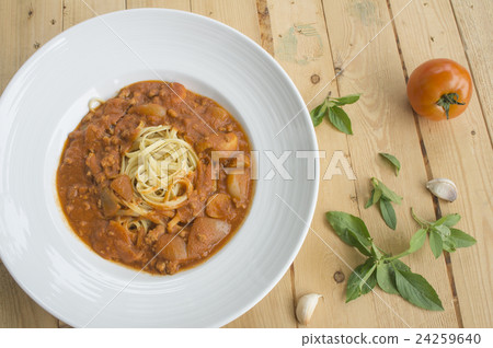 fresh homecook spaghett on wooden table fresh homecook spaghett on wooden table 24259640