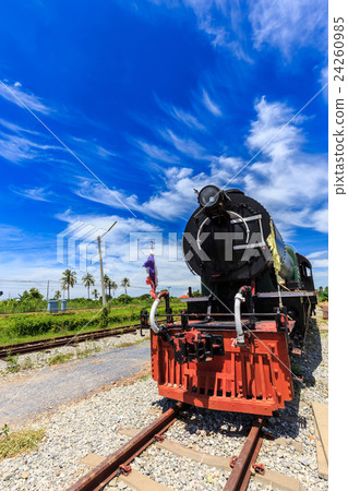 Antique team trains in the station with blue sky  24260985