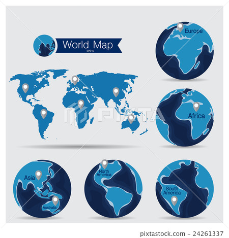 World Map and Globe, vector illustration. World Map and Globe, vector illustration. 24261337