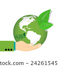 Save the world poster design template with hand holding globe. Vector illustration. 24261545