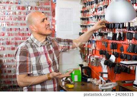 Worker with car keys in locksmith. 24266315