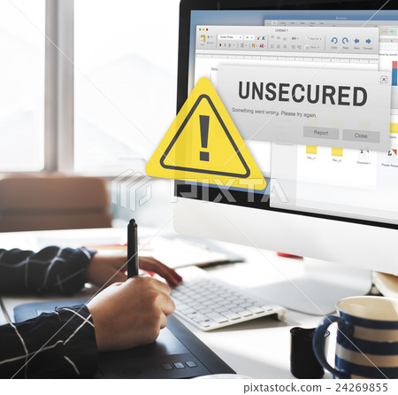 Unsecured Virus Detected Hack Unsafe Concept 24269855
