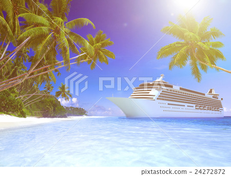 Cruise Ship At a Tropical Beach Cruise Ship At a Tropical Beach 24272872
