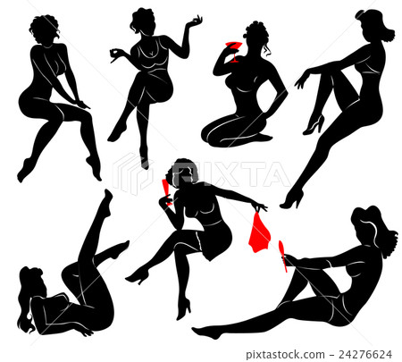 Vector silhouette of pin up girls 24276624