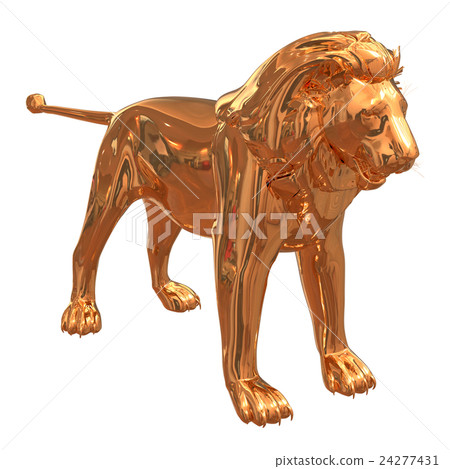 3D rendering image of golden shining lion 24277431
