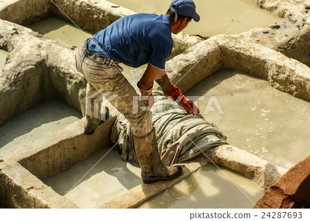Fez, Morocco. The tannery souk of weavers  24287693