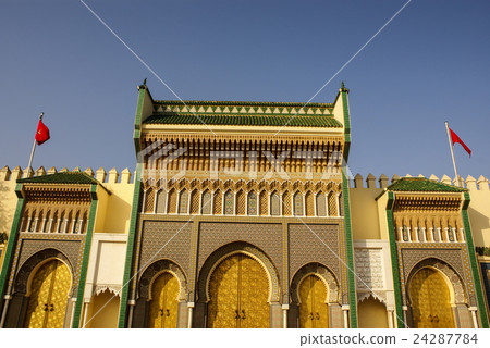 Closeup of 3 Ornate Brass and Tile Doors Closeup of 3 Ornate Brass and Tile Doors 24287784
