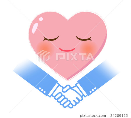 握手和心髒字符象藍色 24289123