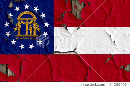 Cracked wall of Georgia flag closeup texture background (high resolution 3D CG rendering ∕ coloring illustration) 24289992