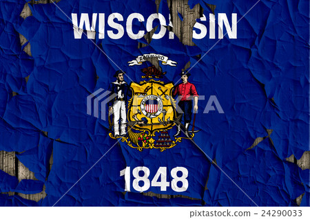 Wisconsin flag closeup texture background on cracked wall (High resolution 3D CG rendering ∕ coloring illustration) Wisconsin flag closeup texture background on cracked wall (High resolution 3D CG rendering ∕ coloring illustration) 24290033