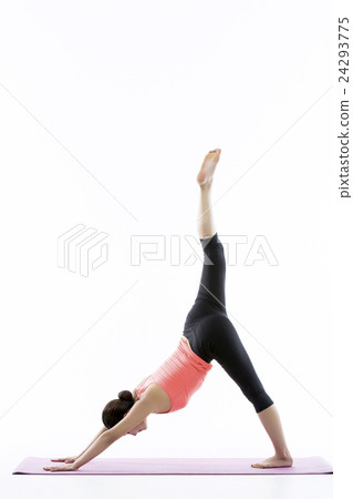 Young Asian Woman Practicing Yoga on the Mat - Isolated on White Young Asian Woman Practicing Yoga on the Mat - Isolated on White 24293775