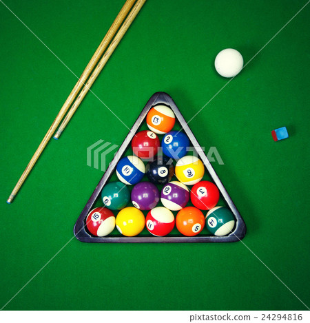 Billiard balls pool on green table Billiard balls pool on green table 24294816